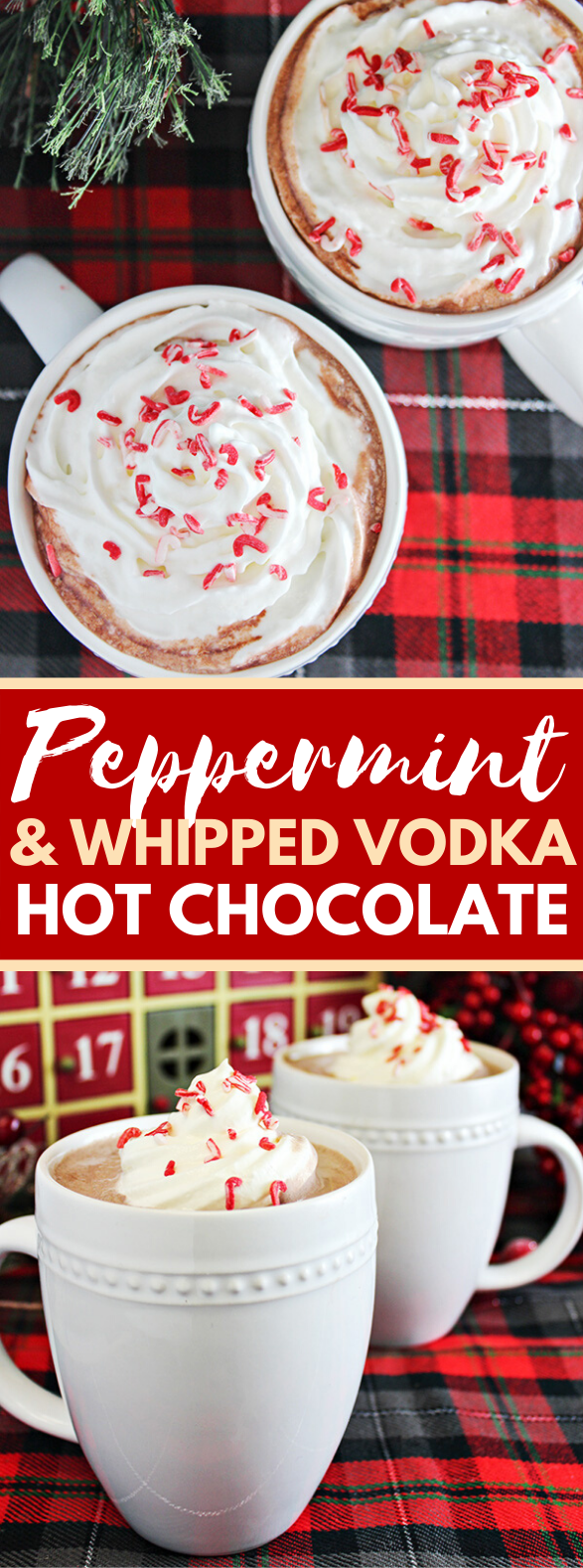 Peppermint & Whipped Vodka Hot Chocolate Recipe #drinks #cocktails