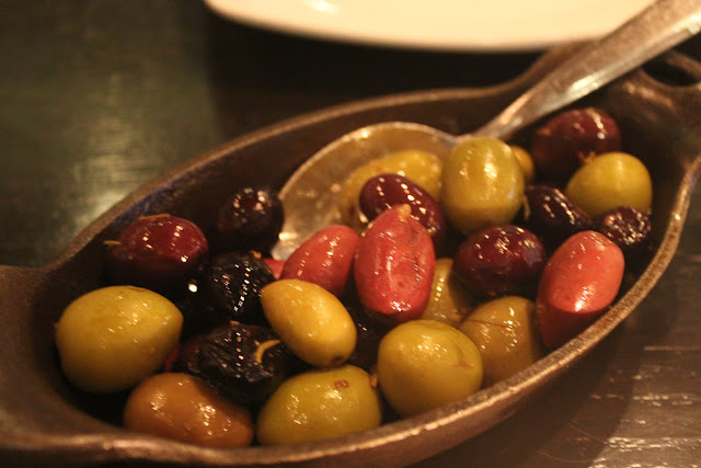 Warm country olives at Nebo, Boston, Mass.