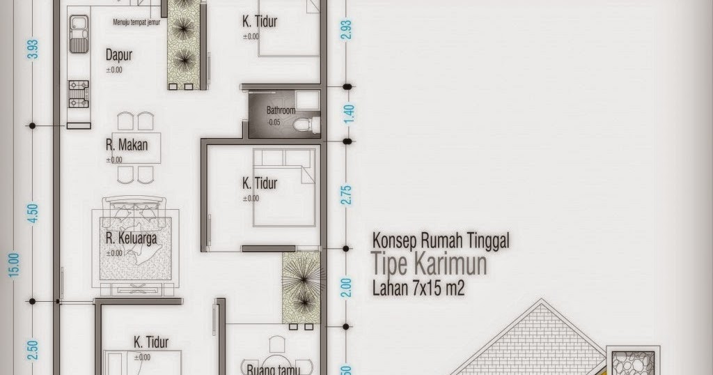 37 Denah  Rumah  3 Kamar Sederhana  Motif Minimalis 