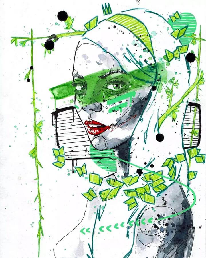 03-Anya-Taylor-Joy-Ink-and-Watercolour-Portraits-Devon-www-designstack-co