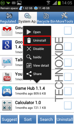 remove android system apps uninstall menu