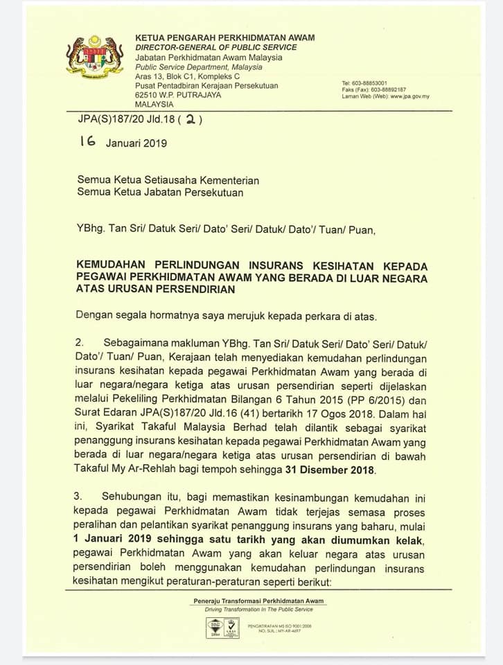 Tuntutan Bayaran Balik Insurans Perjalanan Ke Luar Negara Oleh Penjawat Awam Cikgu Share