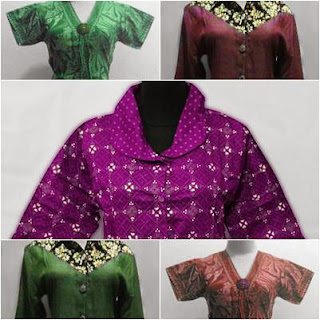 Model Baju Batik Kombinasi Polos Untuk Wanita