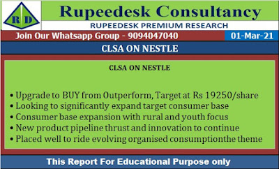 CLSA ON NESTLE - Rupeedesk Reports - 01.03.2021