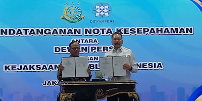 Dukung Penegakan Hukum-Kemerdekaan Pers, Kejagung dan Dewan Pers Teken MoU