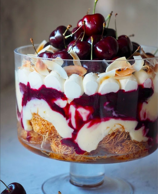 Cherry Coconut Ekmek Kataifi Trifle with Healthful Harmony