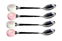 Pink and White Ice Cream Spoons, Retro Ice Cream Spoons, Pink and White Striped Spoons, David&Waddell, Parlour Range, Party&Co, Boutique Themed Party Supplies