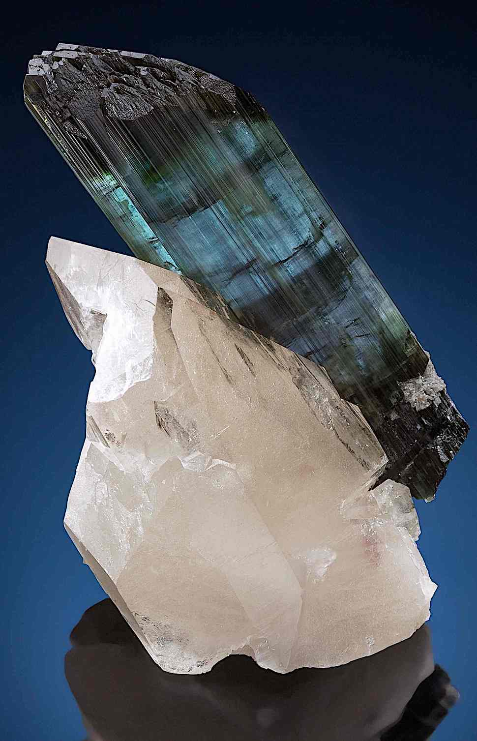 blue Indicolite on Quartz