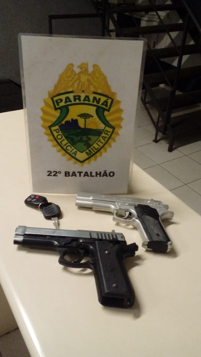 ROTAM RECUPERA VEÍCULO E APREENDE PISTOLAS FALSAS NO ANA TERRA EM COLOMBO