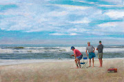 . original version of this painting their were four people on the beach. (val's fishing on the beach for blog)