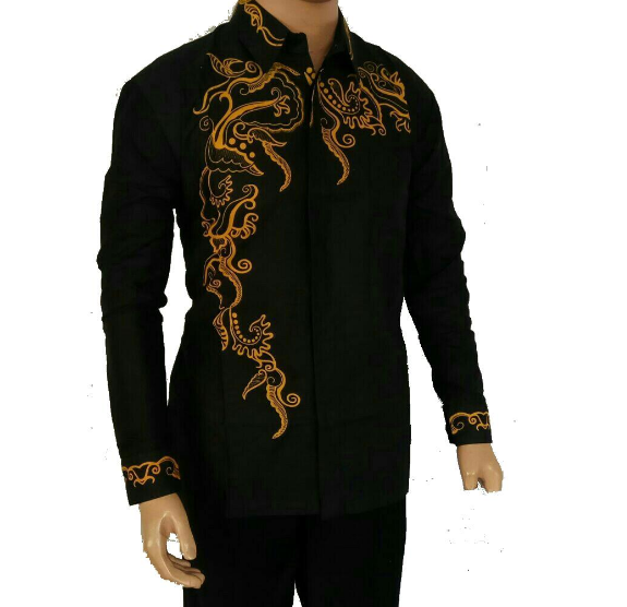 10 Model Baju  Batik  Pria  Lengan Panjang Kombinasi  Kain  