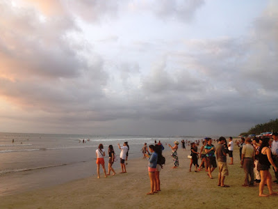 The crowded Kuta Beach