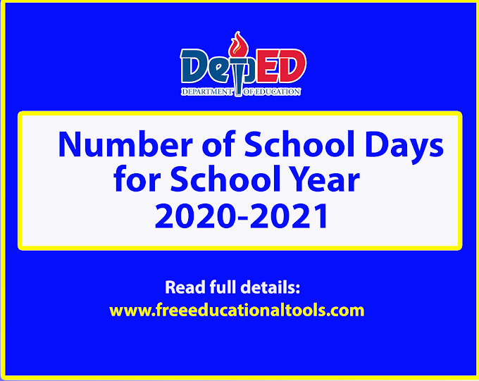 DepEd Official Number of School Days for School Year 2020-2021