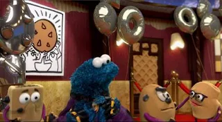 Smart Cookies Long Arm of the Bear Claw. Mona Morsel hires the Smart Cookies to keep the Crumb from crashing her Dress Up Like a Cookie party. Sesame Street Episode 5010, Abby Poofs a Party, Season 50.