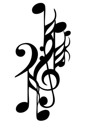 music symbol tattoos. Seamless wallpaper with music
