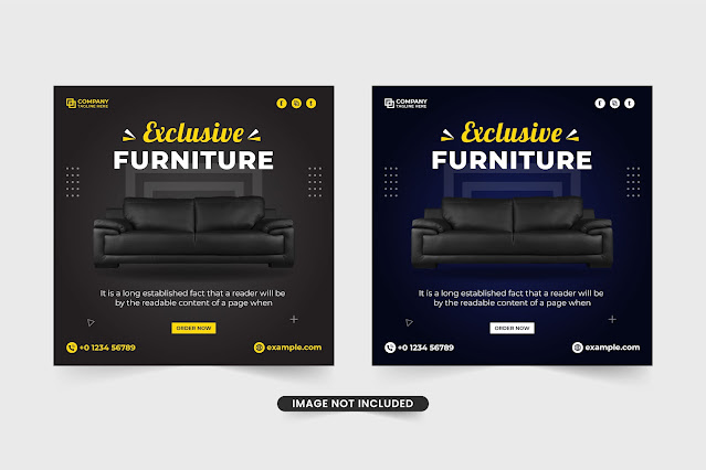 Modern furniture sale banner vector free download