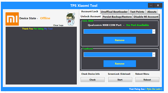 Tool hapus micloud lengkap dengan test points