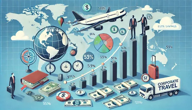 Chart illustrating cost savings from using corporate travel tools
