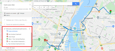 Google My Maps - Itinéraire via Google Maps