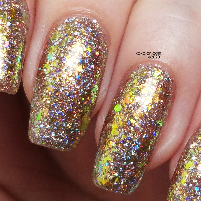 xoxoJen's swatch of KBShimmer Sol Amazing on top of Celebrate Good Shine