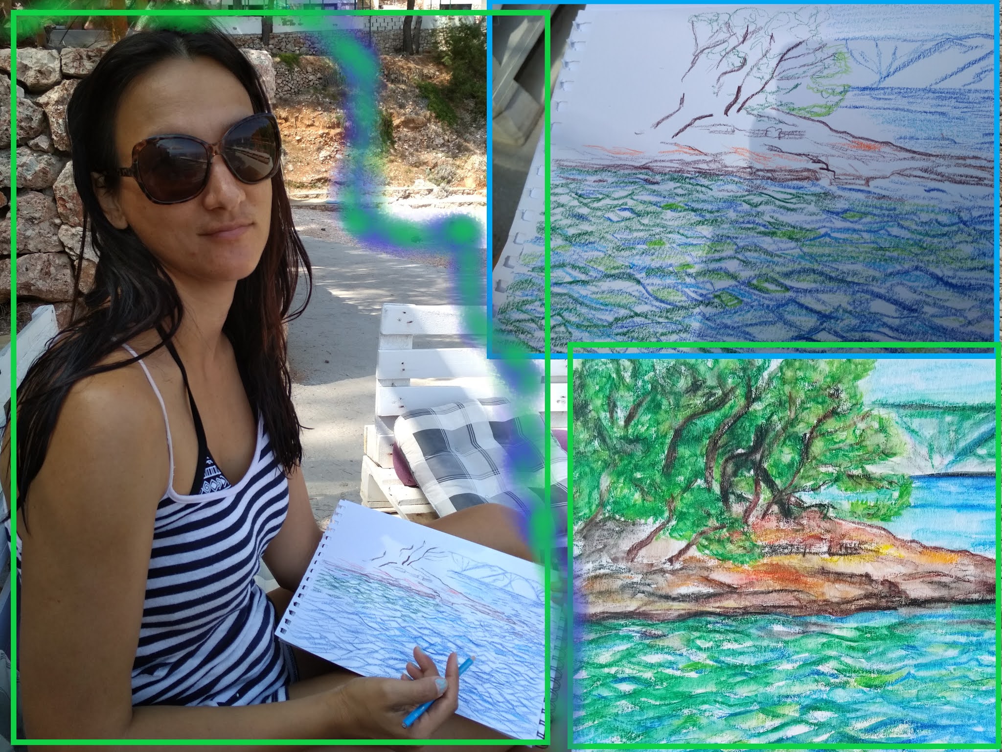 TWO NEW SEASCAPES: WATERCOLOUR PENCIL ON PAPER (JELSA, ISLAND HVAR) #modaodaradosti