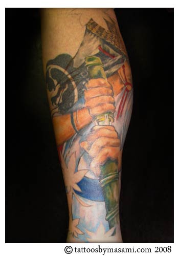 Tattoo Leg Samurai Chick Color tattoo samurai samurai tattoo