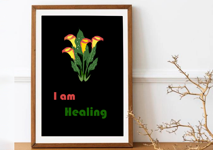 I am healing-Text with flower wall art-Download Royalty Free Wall Art