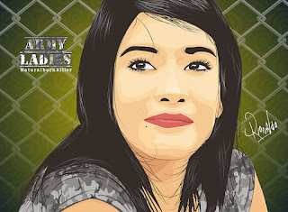 army girl on cage vector