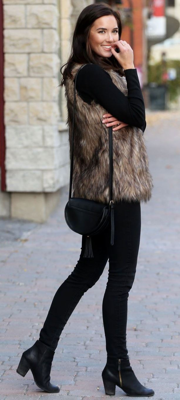 Faux Fur Vest & All-Black