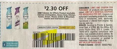 $2.30/1 Febreze Air Effects Product Coupon from "SAVE" insert week of 1/29/23 (exp. 2/11.