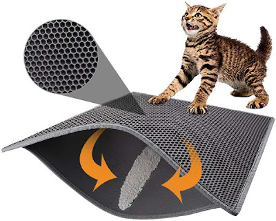 Pieviev Cat Litter Mat Trapper - 76 x 61 cm Honeycomb Double Layer Tapis Litiere Chat -Traps Messes, Easy Clean and Durable, Non Toxic Trapper Rug Suitable for Litter Tray（Grey）