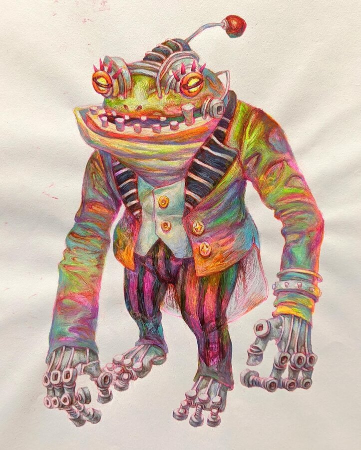 04-Smartly-dress-toad-Creature-Drawings-Masanori-Sato-www-designstack-co