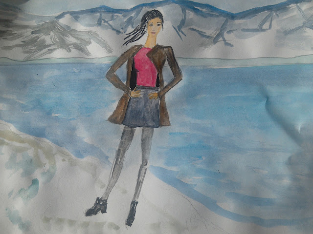 Fashion illustration of the day ( location  Mostar lake) #watercolour #fashionillustration