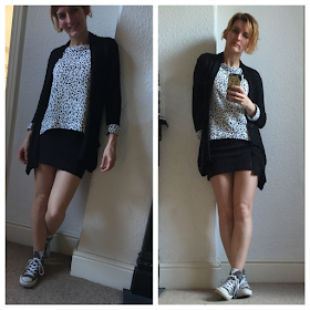 All Saints mini skirt with Zara top