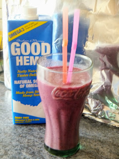 hemp milk, milk shake, banana, blackberries