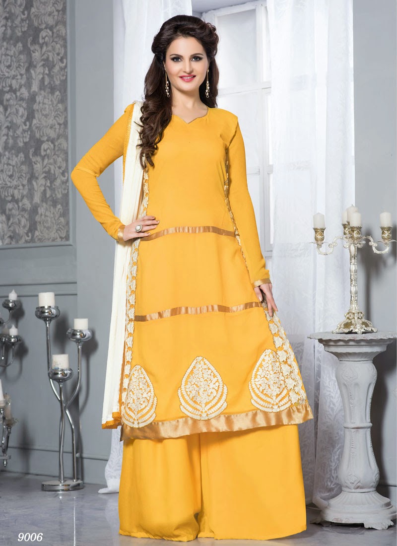 Monica Bedi Palazzo Style Embroidery Salwar Kameez