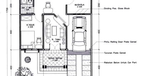 Gambar Denah  Rumah  Ukuran  Tanah  6x9  1 Lantai Idaman 