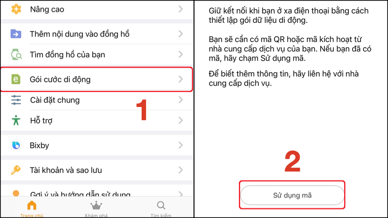 Truy cập ứng dụng Galaxy Wearable để thiết lập eSIM