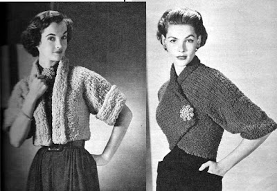 The Vintage Pattern Files: Free 1950's Knitting Pattern - Crochet Shrug Jacket & Knit Cuffed Spencer