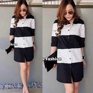 model baju dress terbaru motif salur