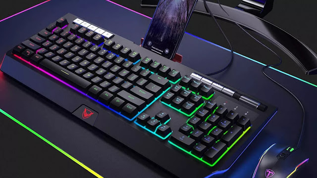 gaming keyboard and mouse with rgb colors and lighting