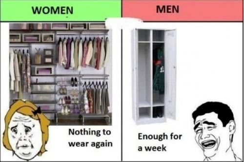 20 Hilarious But True Differences Between Men And Women - On clothing