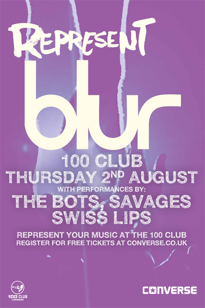 blur 100 club, blur converse, blur the bots, blur gig, blur band guests, blurthebots, blur swiss lips