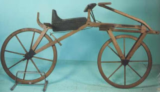 The two-wheeled, pedal-less device known as the “draisine”