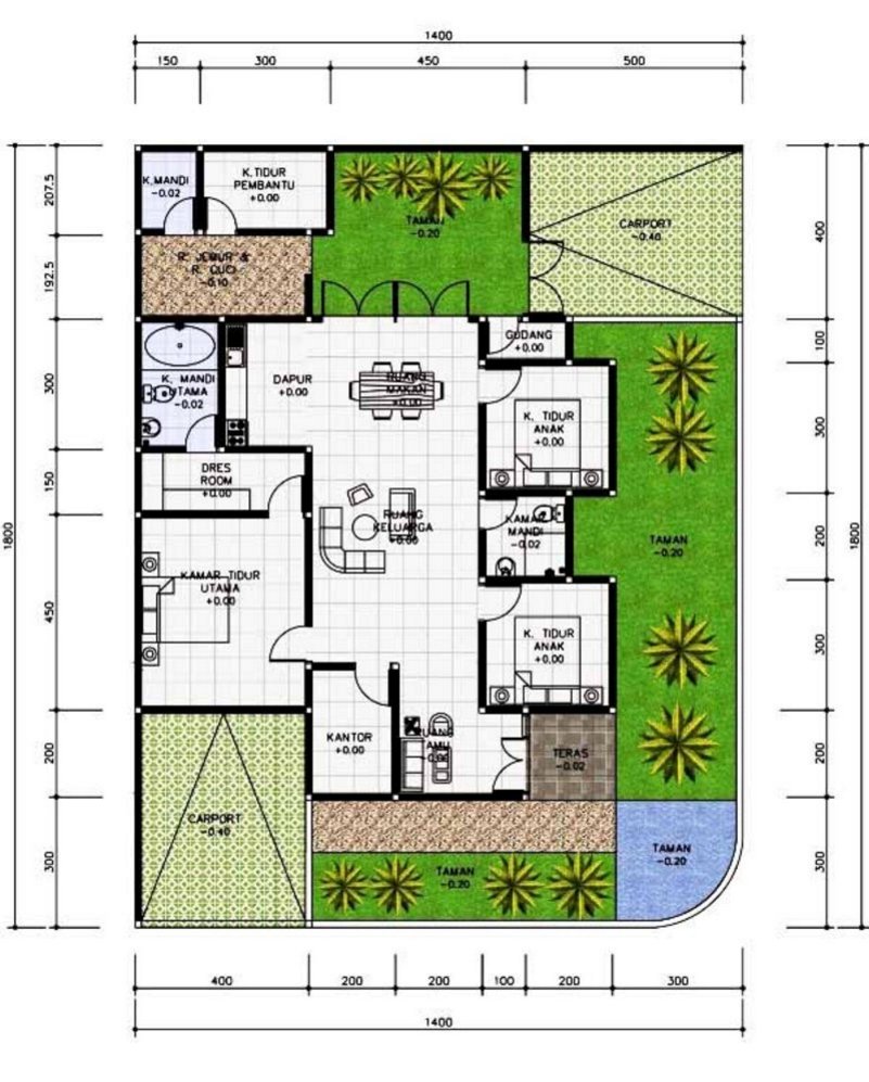  DESAIN  DENAH RUMAH  4  KAMAR  7X15 MINIMALIS  