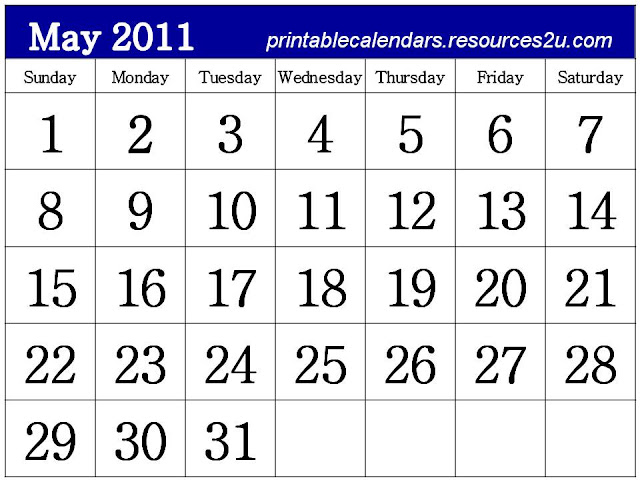 2011 calendar printable may. Free Printable Calendar 2011
