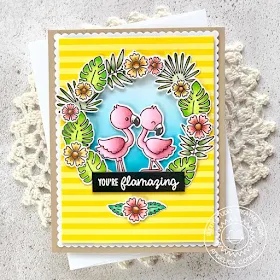 Sunny Studio Stamps: Fabulous Flamingos Fancy Frames Frilly Frames Stitched Ovals Flamingo Punny Cards by Angelica Conrad and Juliana Michaels