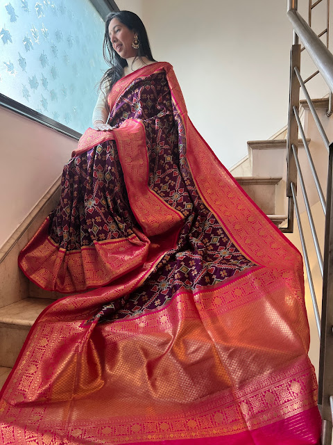 Banarasi saree. Its has patola body with Kanjeevaram border and pallu