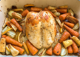 Food Lust People Love: A bone-in chicken crown roasts to perfection after a 1 hour 45 minutes sous vide. Succulent and tender, it carves wonderfully into delectable slices. Serve with onions, carrots and/or parsnips for a complete meal.