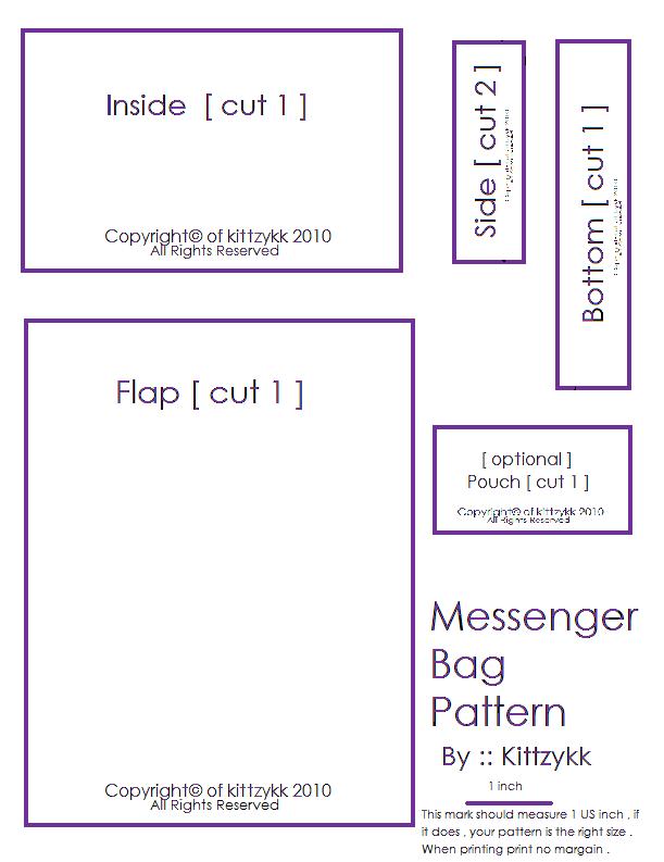 Messenger bag pattern . Print with NO margin or border .  when its ...